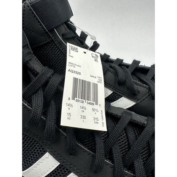 Men’s Size 15 - Adidas Wrestling Shoes MMA Black White AQ3325 New!